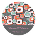 Retro Sushi Flower Squares Custom Gift Stickers