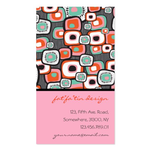 Retro Sushi Flower Squares Profile Card Business Card Template (front side)