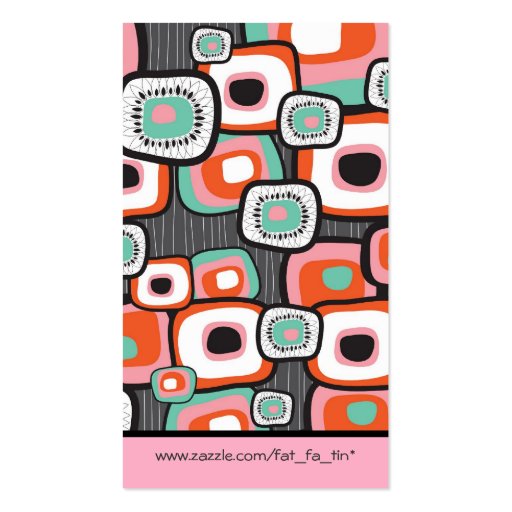 Retro Sushi Flower Squares Profile Card Business Card Template (back side)