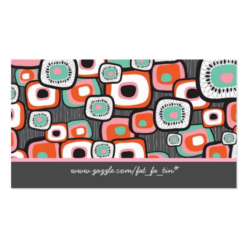 Retro Sushi Flower Squares Profile Card Business Card Template (back side)