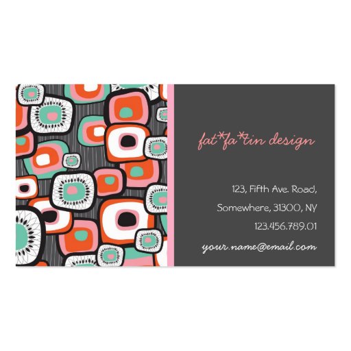 Retro Sushi Flower Squares Profile Card Business Card Template (front side)