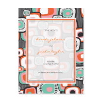 Retro Sushi Flower Squares Save The Date Postcard