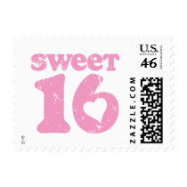 Retro Sweet 16 Postage Stamp