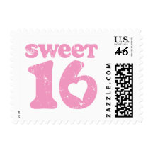 Retro Sweet 16 Postage Stamp