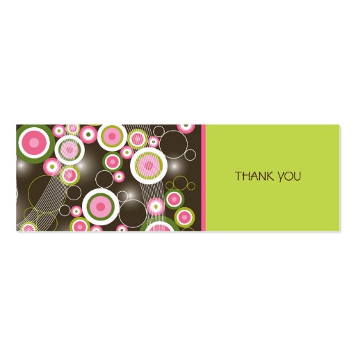 Retro Sweet Pink Circles Glow Thank You Gift Tag Business Cards (back side)