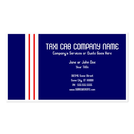 retro taxi cab business card (back side)