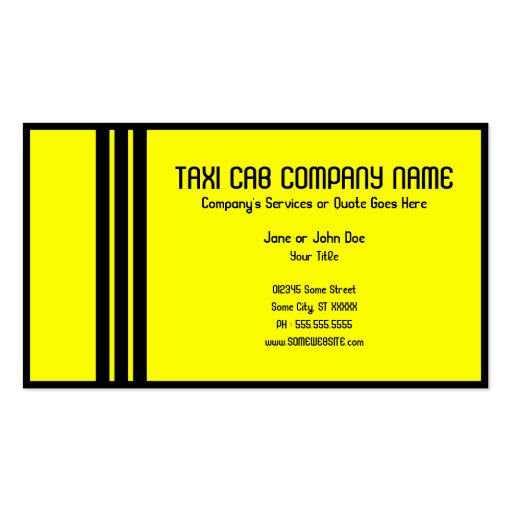 retro taxi cab business cards (back side)