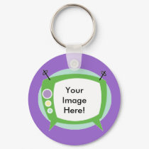 Retro Television ~ Add your Photo!! keychains