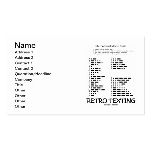 Retro Texting (International Morse Code) Business Cards (front side)
