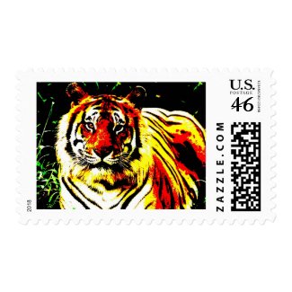 Retro Tiger Pop Art stamp