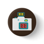 Retro Toy Camera (White / Blue) Flair Button