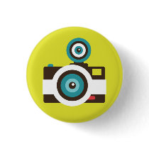 Retro Toy Camera (White / Brown) Flair Button