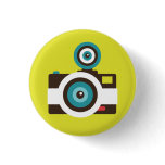 Retro Toy Camera (White / Brown) Flair Button