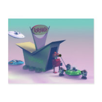 Retro Toy Robo Wash Postcard