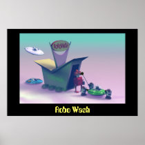 Retro Toy Robo Wash Print
