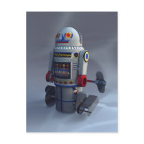Retro Toy Robot Number 7 Postcard