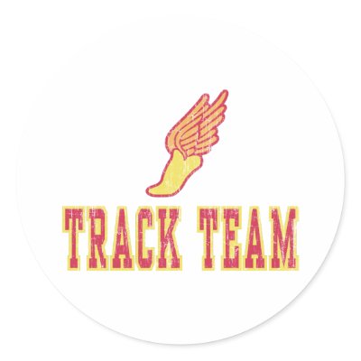 Retro Track Team Round Stickers by aesthete