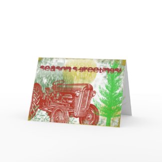 Retro Tractor Christmas Card card