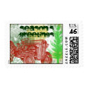 Tractor Christmas Card Postage Stamps 