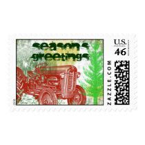 Retro Tractor Holiday Stamp