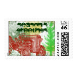 Retro Tractor Holiday Stamp