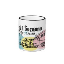 Retro Trailer Just Hitched Personalized Mug