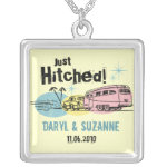 Retro Trailer Just Hitched Personalized Necklace