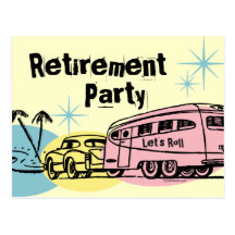 Retro Trailer Retirement Party Postcard Invitation