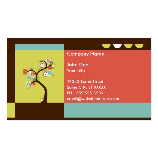 retro tree business card templates (front side)