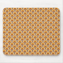 retro tree pattern - orange mouse mat