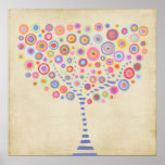 Retro Tree Personalised Name Room Wall Poster