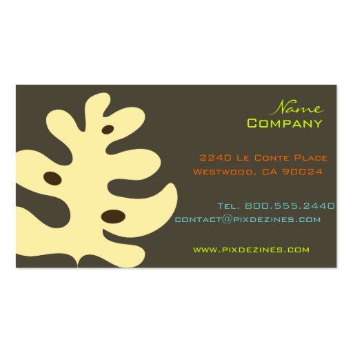 Retro tropical foliage business card template (front side)