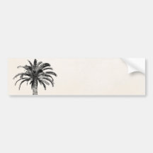 Retro Tropical Island Palm Tree in Black and White Bumper Stickers