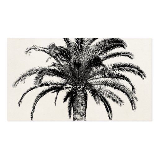 Retro Tropical Island Palm Tree in Black and White Business Cards (front side)