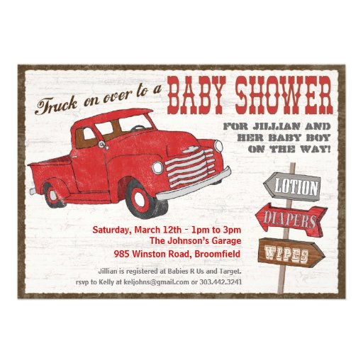 Retro Truck Baby Shower Invitation