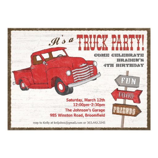 Retro Truck Party Invitation