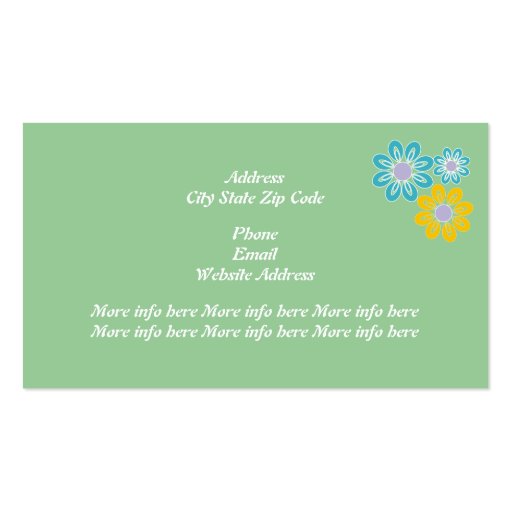 Retro turquoise, green paisley motif floral business cards (back side)