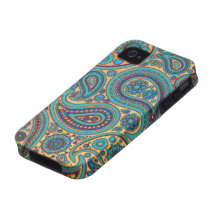 Retro Turquoise Paisley Case-Mate iPhone 4 Cover