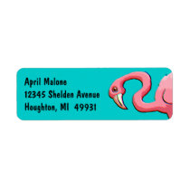 Retro Turquoise Pink Flamingo Return Address Label