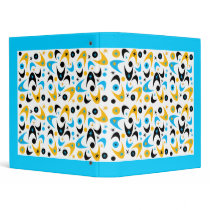 Retro Turquoise Yellow Black Boomerang binders by JuJuGarden Retro Turquoise Yellow Black Boomerang binders