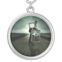 vintage, sci fi, retro, science fiction, illustration, imagination, funny, television, fantasy, photography, unique, abstract, landscape, classic, men, perspective, graphic art, Necklace with custom graphic design