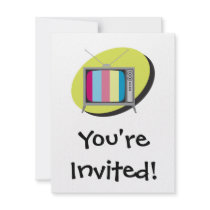 retro tv television custom invitation