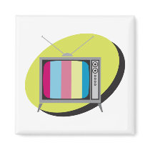 retro tv television fridge magnet