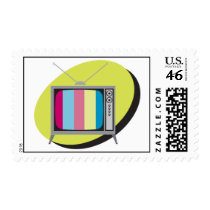 retro tv television stamp