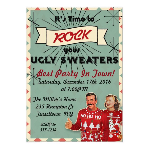Retro Ugly Sweater Christmas Party Invitation