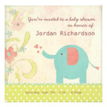 Retro Unisex Elephant Baby Shower Custom Invitation