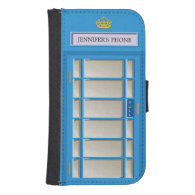 Retro United Kingdom Light Blue Telephone Box Galaxy S4 Wallets