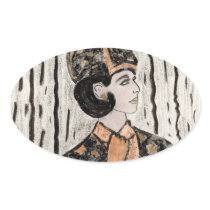 Retro Uptown Girl II Oval Sticker