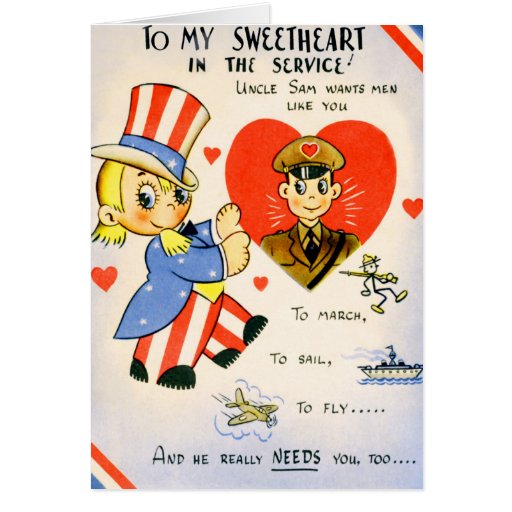 Retro US Military Valentine's Day Card | Zazzle