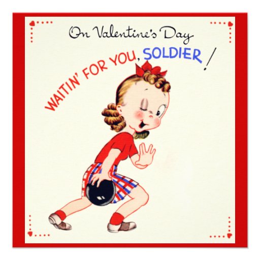 Retro US Military Valentine's Day Card Invite (front side)